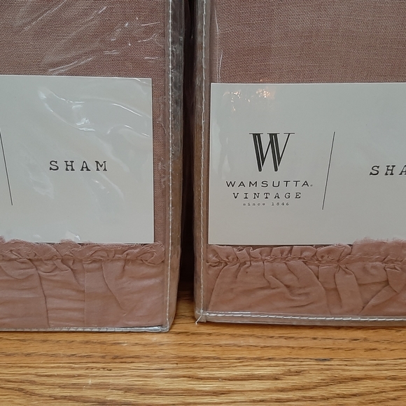 Wamsutta Vintage Linen Standard Shams with Gauze Ruffle (2 shams) Mauve - Picture 3 of 6